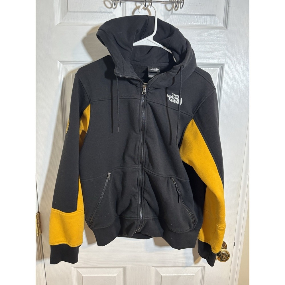 The North Face Zip Up Hoodie Yellow And Black Side Arm Patch Men's Small